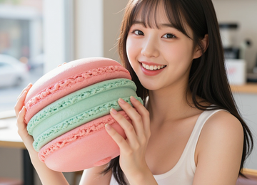 거대 마카롱과 소녀