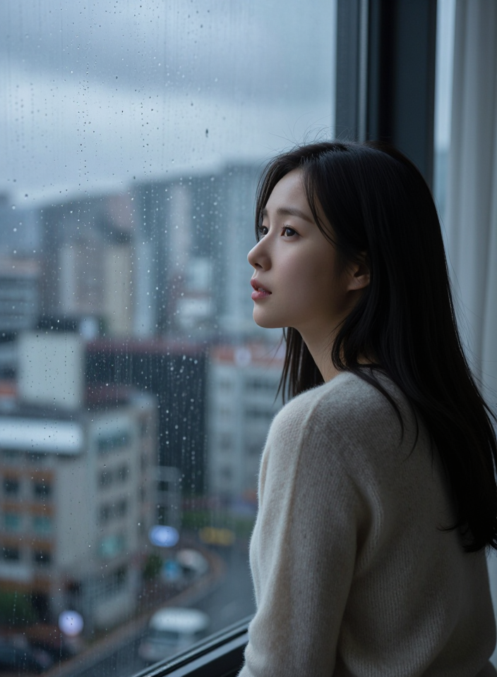 비 오는 날의 창가