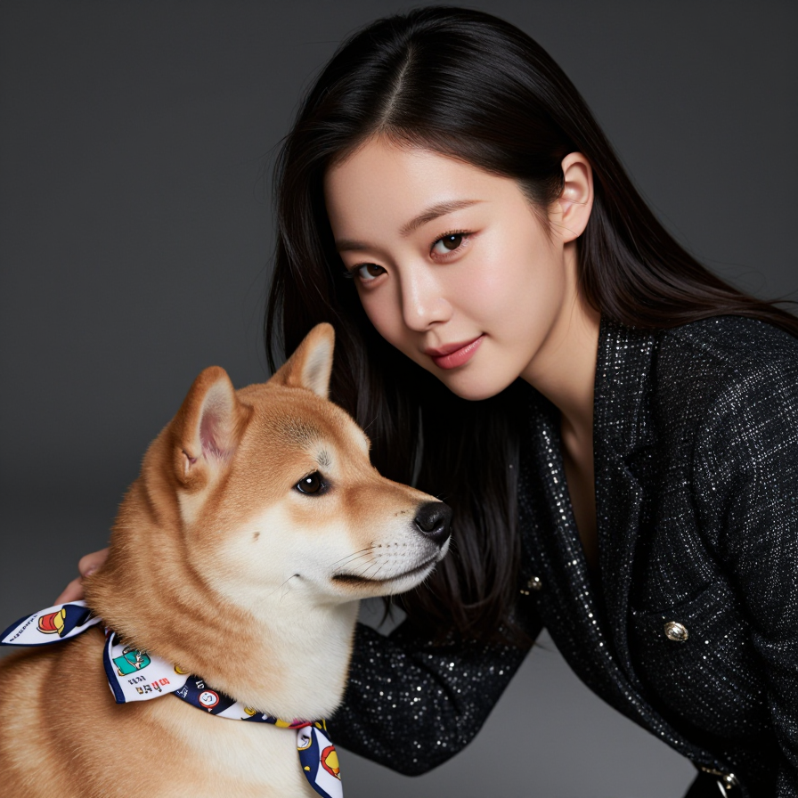화보 모델 같은 시바견과 여성