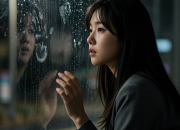 비 내리는 창가의 흔적