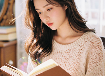 빛나는 다이어리를 보는 소녀