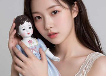 빈티지 인형과 소녀