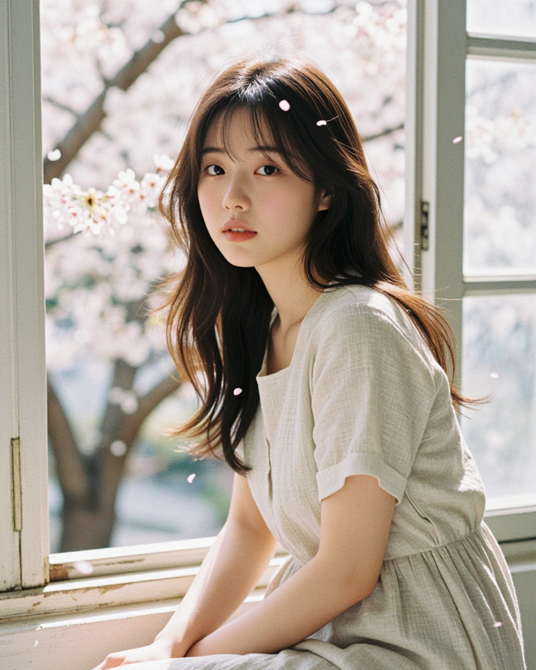 꽃잎 아래의 소녀