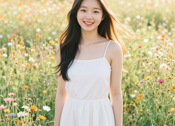 들꽃 사이의 소녀
