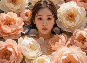꽃 속에 잠긴 모델