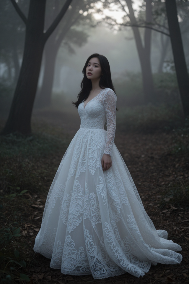 안개 속의 레이스 드레스