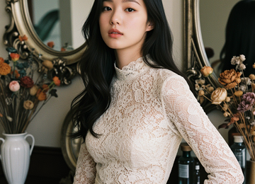 빈티지 드레스를 입은 여인