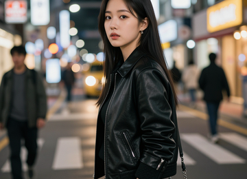 네온사인 아래의 그녀