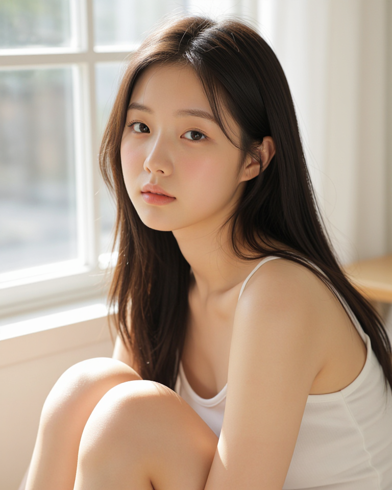 오후의 햇살 아래 소녀