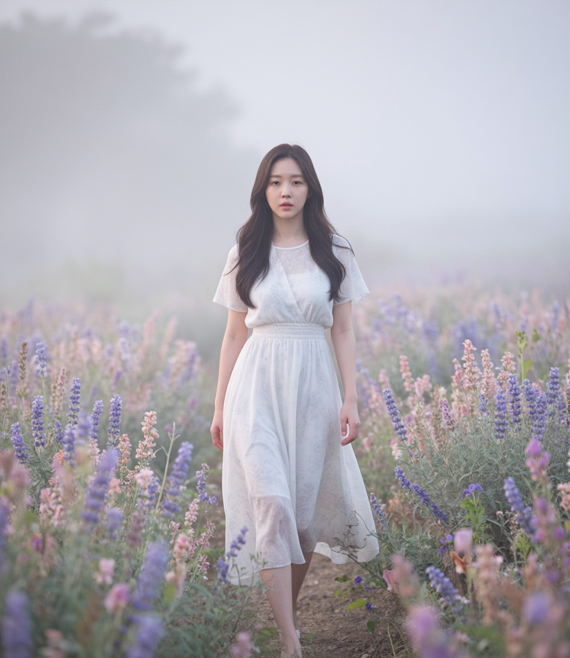 아침 안개 속의 산책