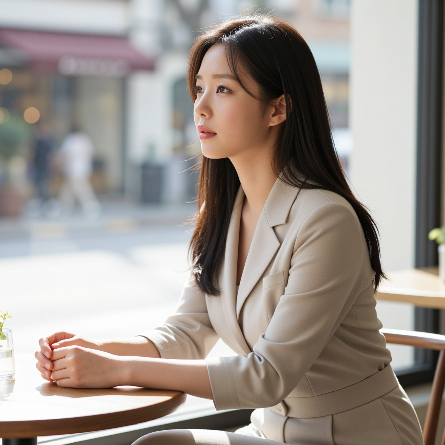 카페에서 책 읽는 소녀