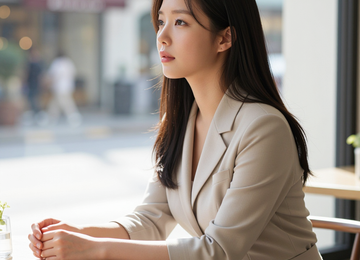 카페에서 책 읽는 소녀
