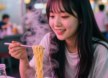 밤거리의 따뜻한 라면 한 그릇