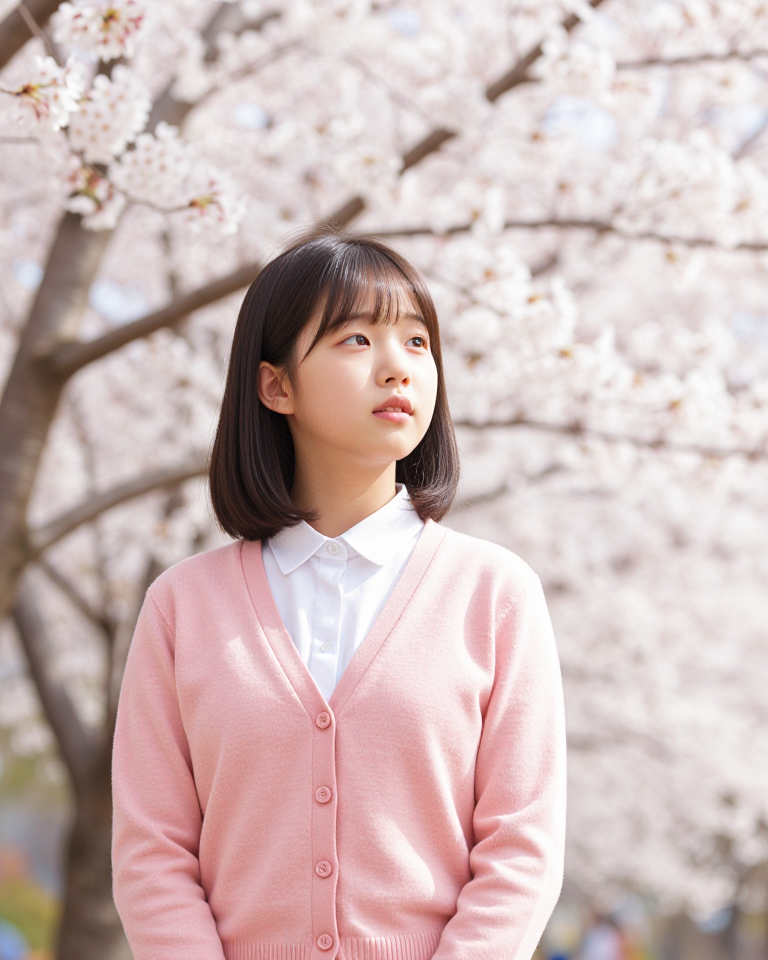벚꽃 아래 소녀
