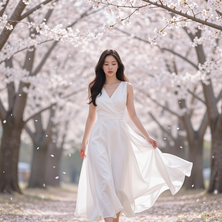 꽃비 내리는 몽환적 산책