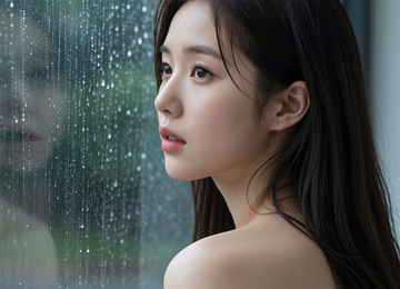 비 내리는 창가의 시선