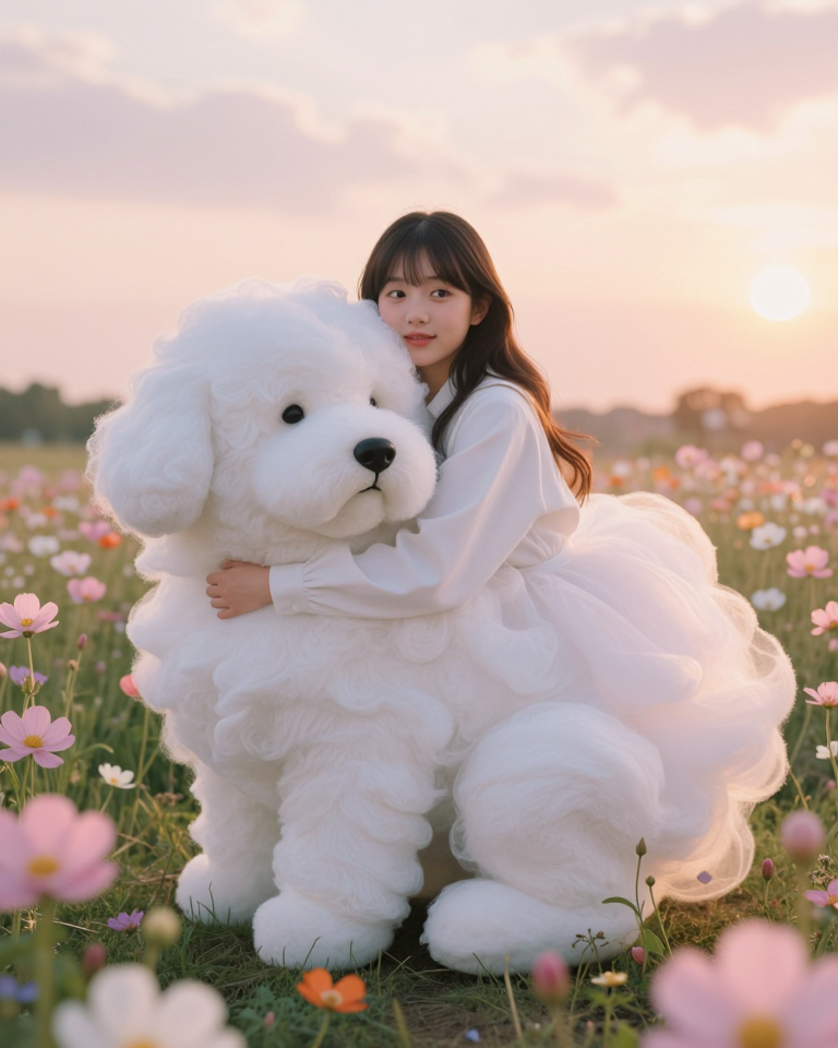 구름 강아지와 소녀
