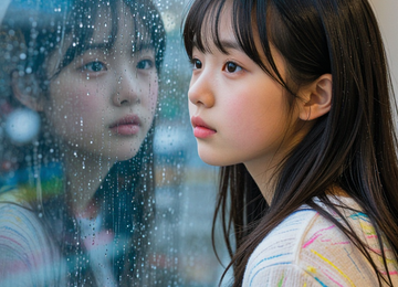 창밖을 보는 소녀