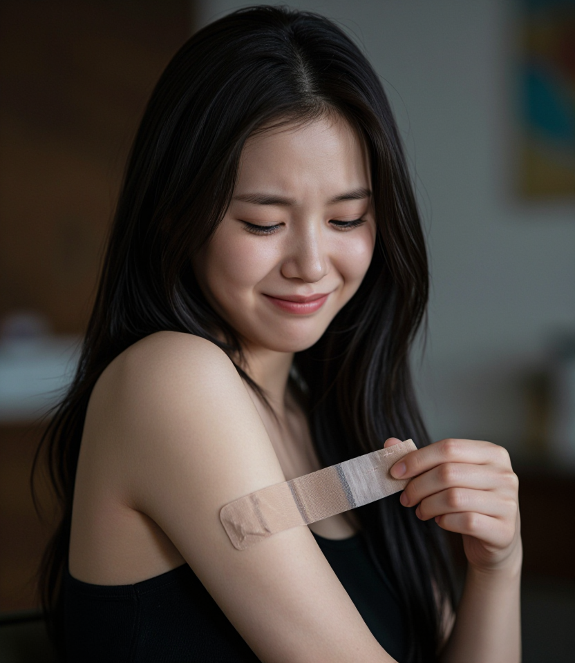 밴드를 떼어내는 순간