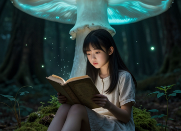 버섯 아래의 독서