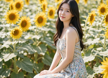 해바라기 꽃밭에서