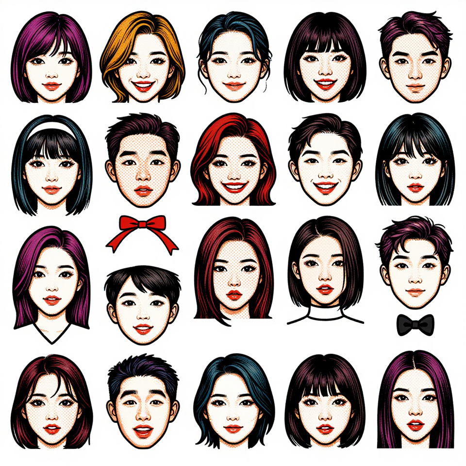 팝아트 스타일 캐릭터 씰