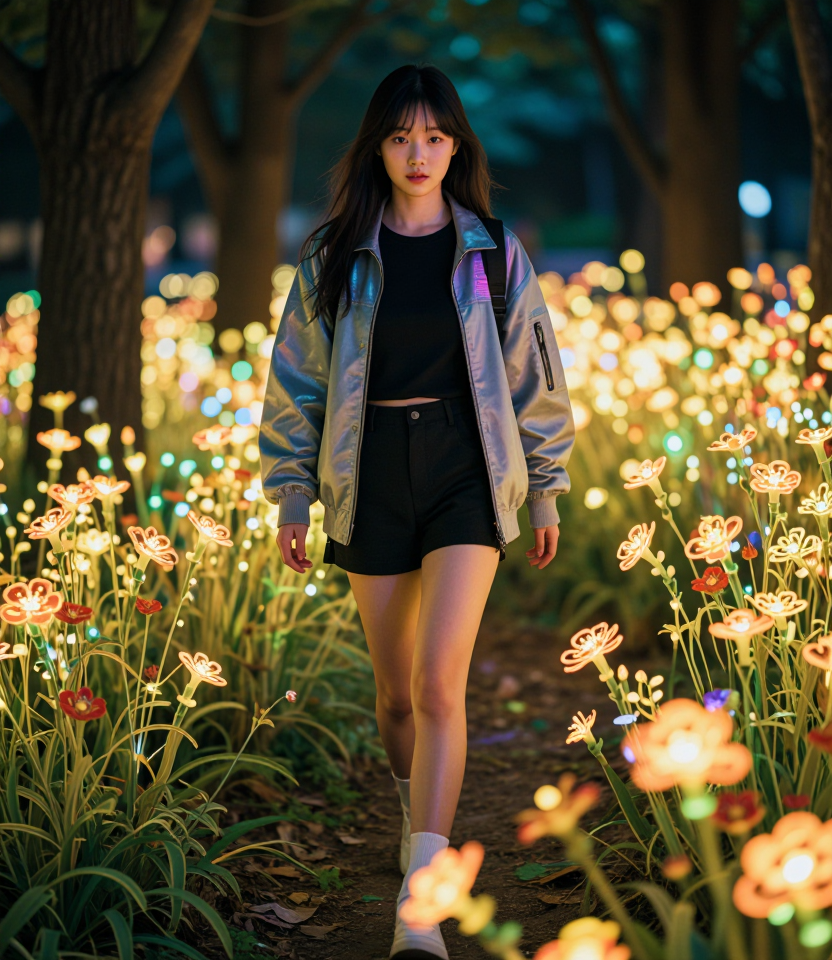 네온 꽃밭의 스트릿 패션