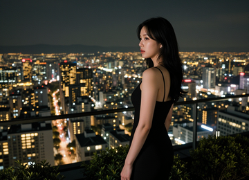 도시의 밤을 내려다보며
