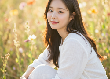 햇살 머금은 꽃밭의 소녀