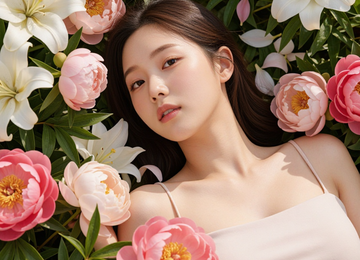 꽃에 파묻힌 소녀