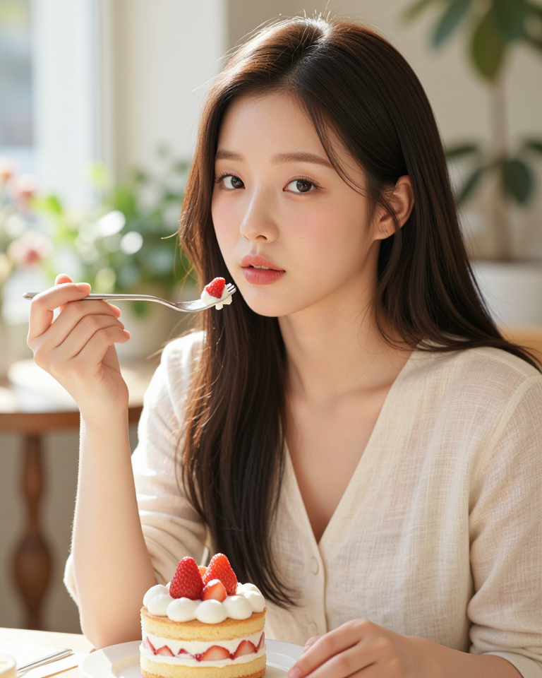 딸기 케이크와 소녀