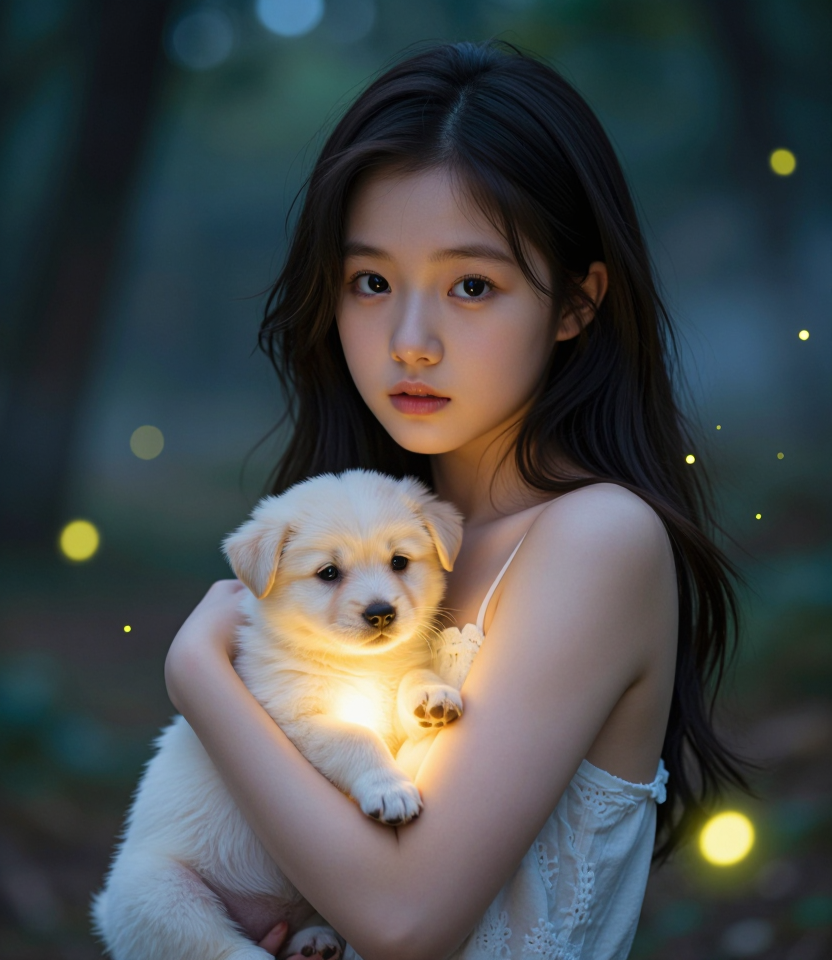 소녀와 빛나는 강아지