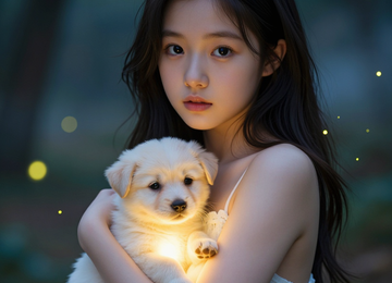 소녀와 빛나는 강아지